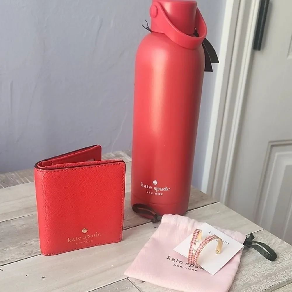 Kate Spade Vibrant Red Wallet and Bottle Set